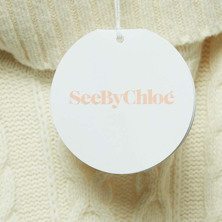 Pre Owned See by Chloe Cream Cable Knit Turtleneck Sweater M