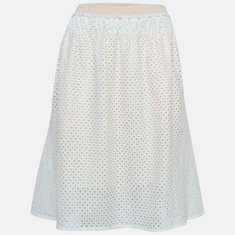 Pre Owned See by Chloe White/Pink Eyelet Lace Short Skirt S