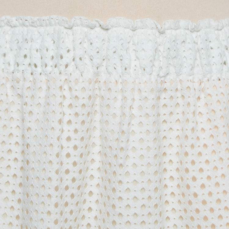 Pre Owned See by Chloe White/Pink Eyelet Lace Short Skirt S