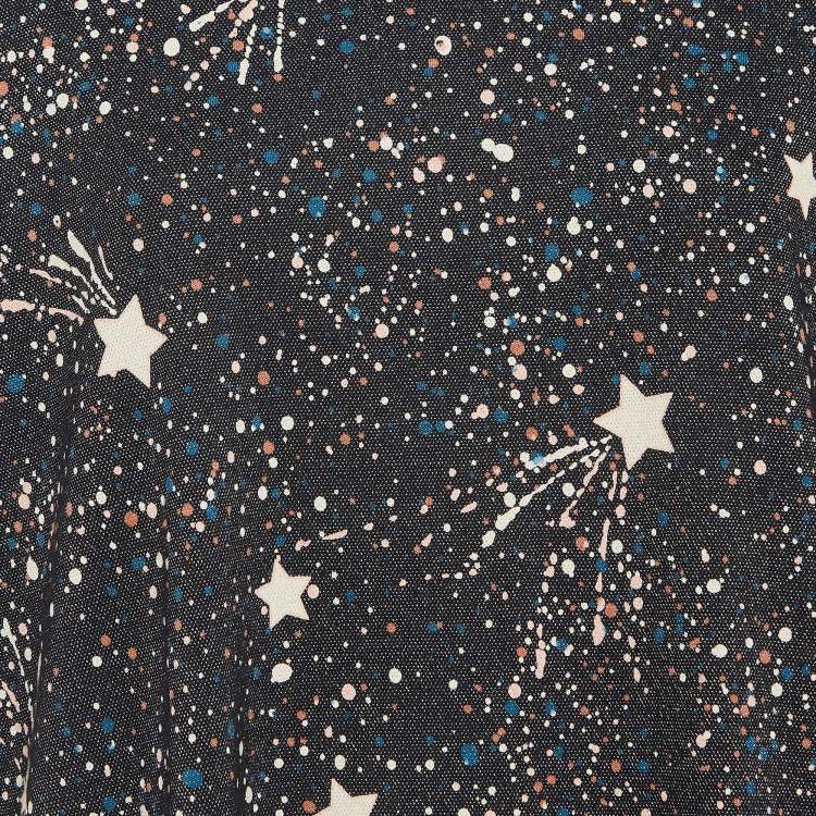 Pre Owned See by Chloe Black Stars Print Lurex Knit Hooded Short Dress M