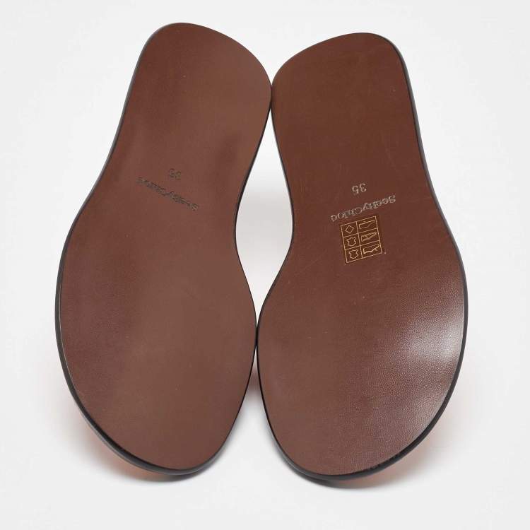 Pre Owned See by Chloe Orange Leather Flat Slides Size 35