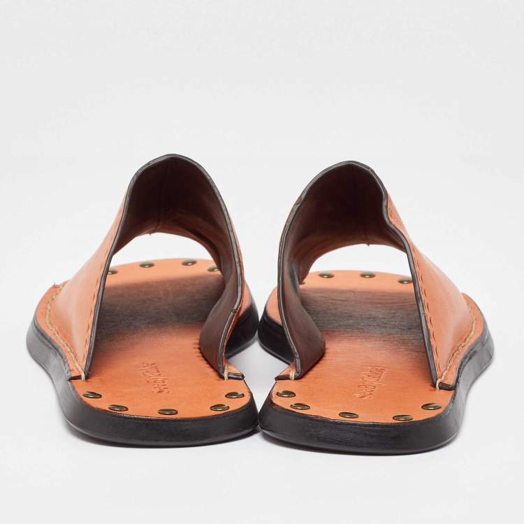 Pre Owned See by Chloe Orange Leather Flat Slides Size 35