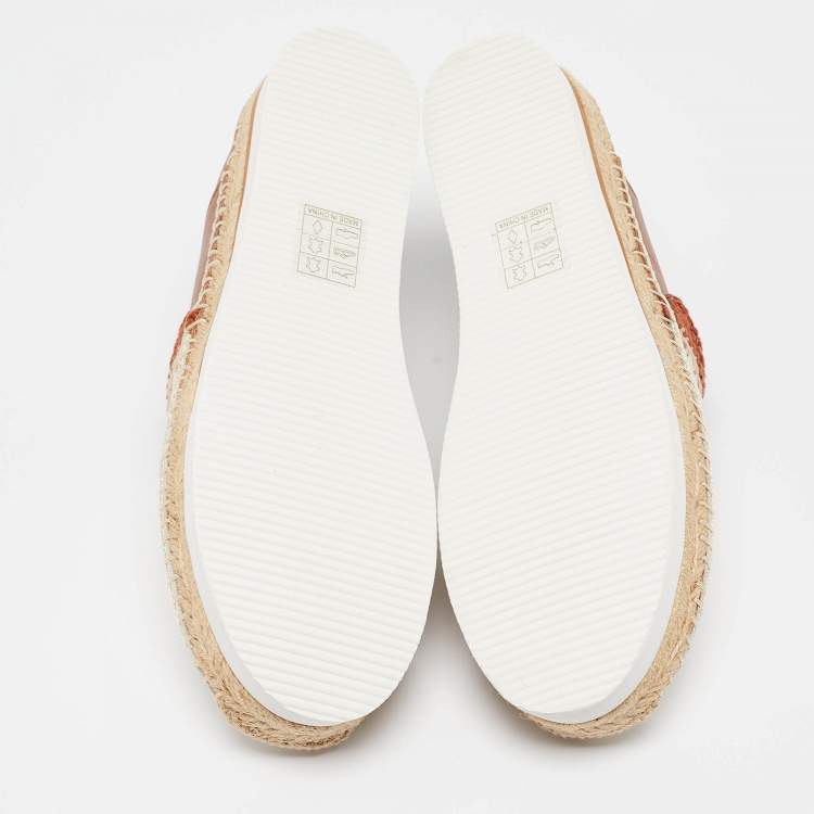 Pre Owned See by Chloe Cream/Brown Leather Glyn Espadrille Flats Size 38
