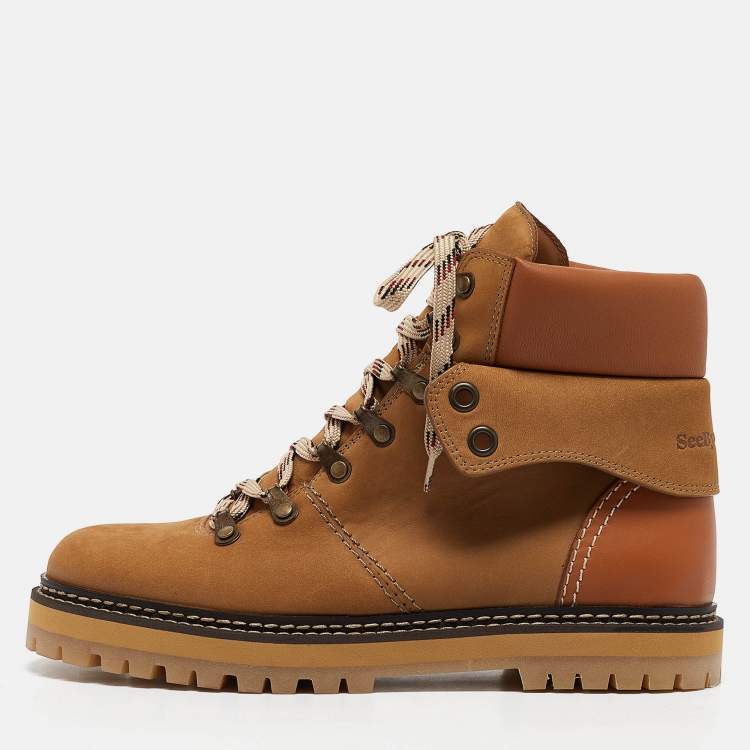 See by Chloe Brown Nubuck Leather Eileen Hiking Boots Size 40 See by Chloe TLC