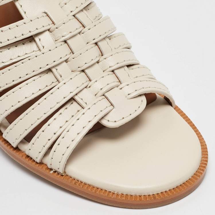 Pre Owned See by Chloe Cream Leather Slide Sandals Size 37.5
