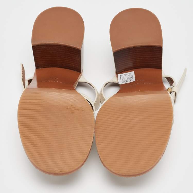 Pre Owned See by Chloe Cream Leather Slide Sandals Size 37.5