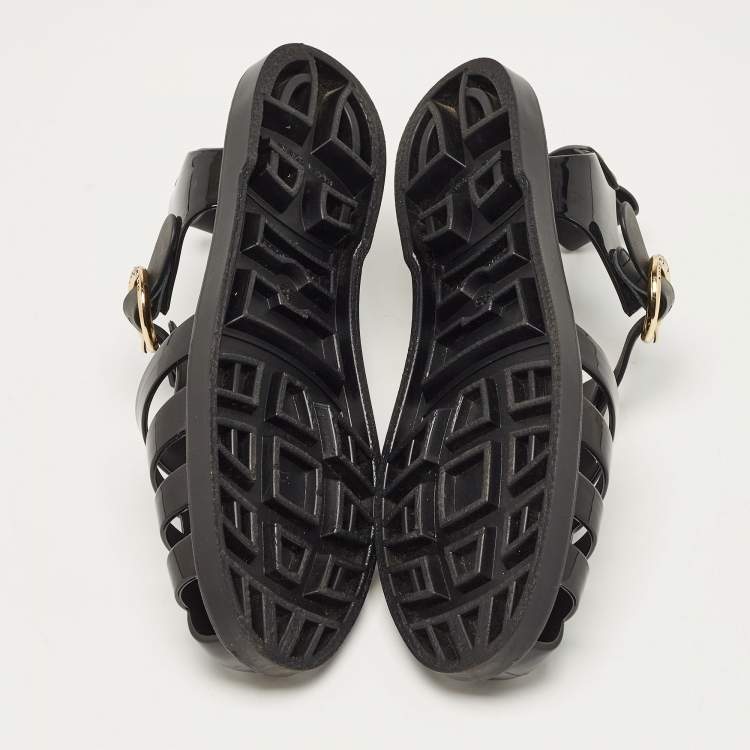 Pre Owned See by Chloe Black Rubber Flora Sandals Size 39