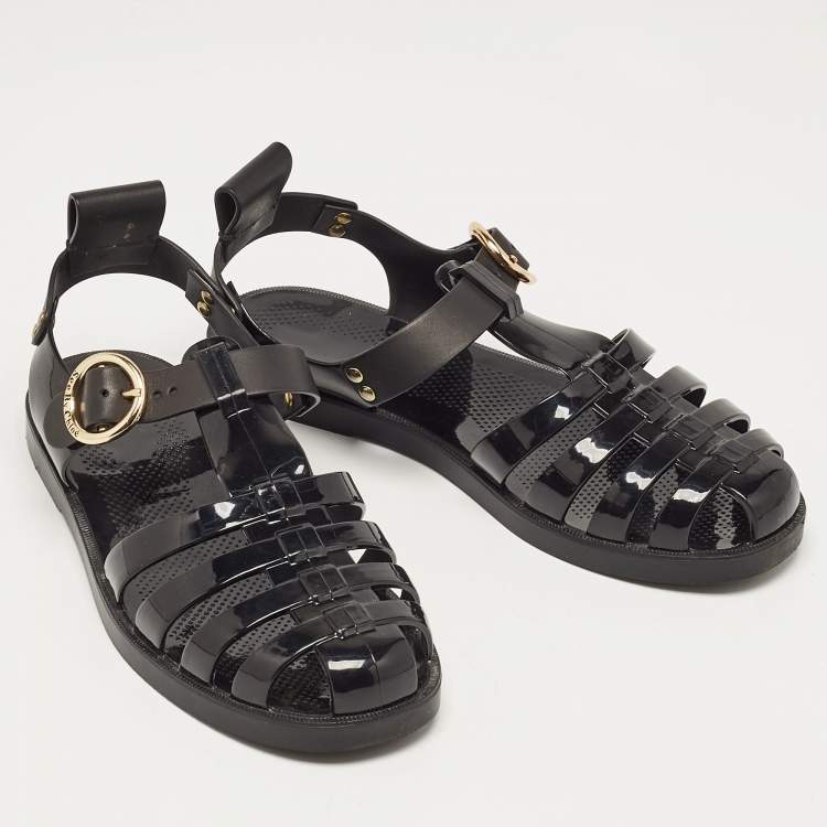 Pre Owned See by Chloe Black Rubber Flora Sandals Size 39