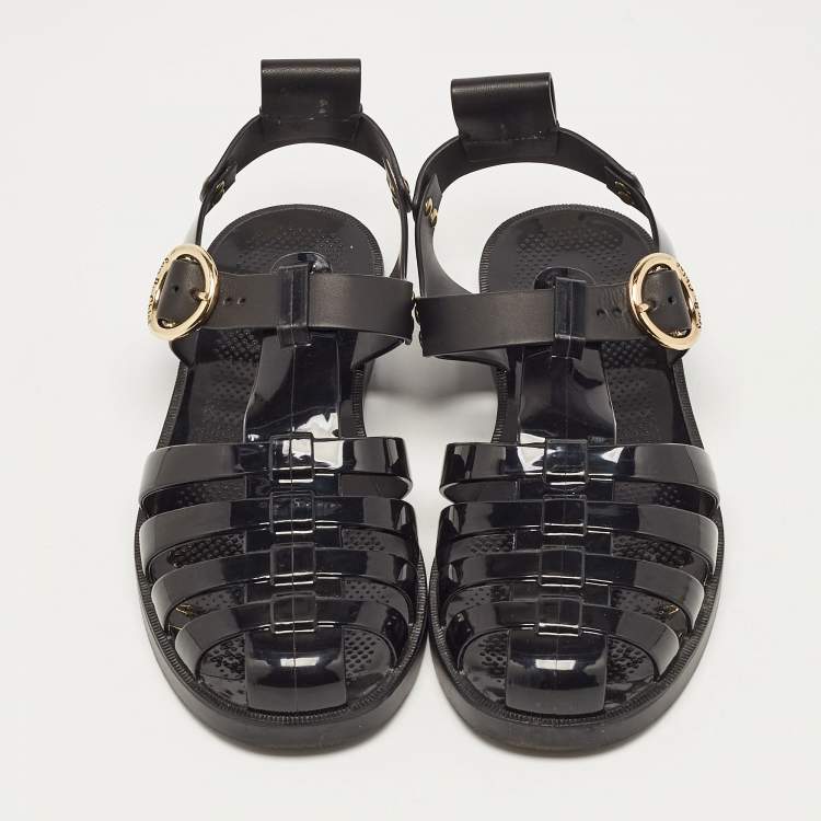 Pre Owned See by Chloe Black Rubber Flora Sandals Size 39