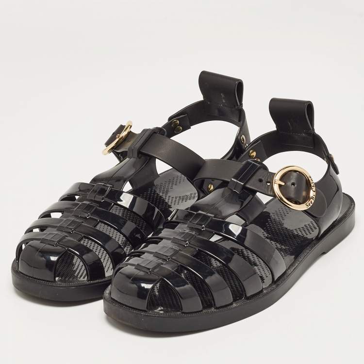 Pre Owned See by Chloe Black Rubber Flora Sandals Size 39