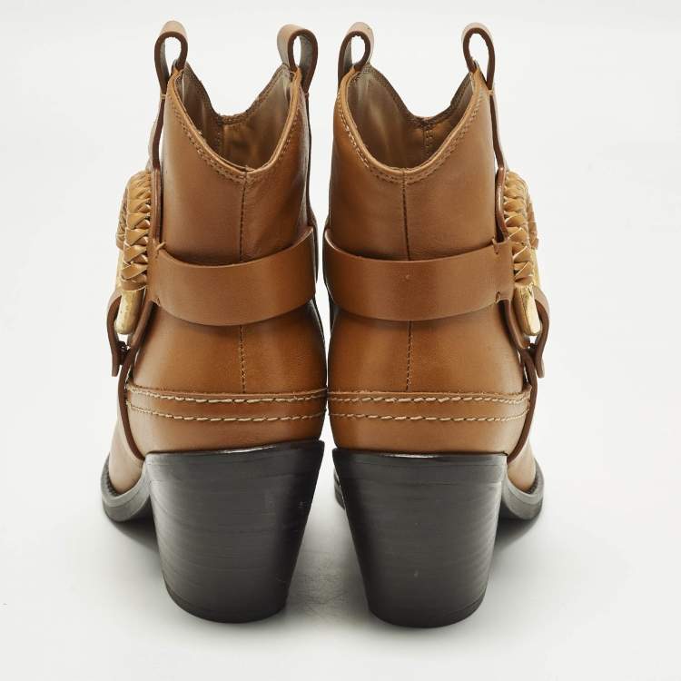 Pre Owned See by Chloe Hana Size 39 Tan Leather Cowboy Boots