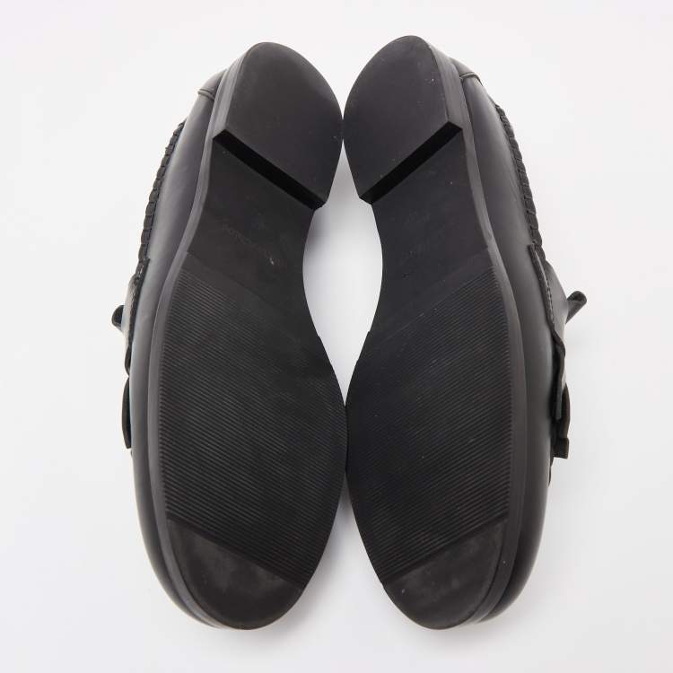 Pre Owned See by Chloe Black Leather Fringe Slip On Loafers  Size 40