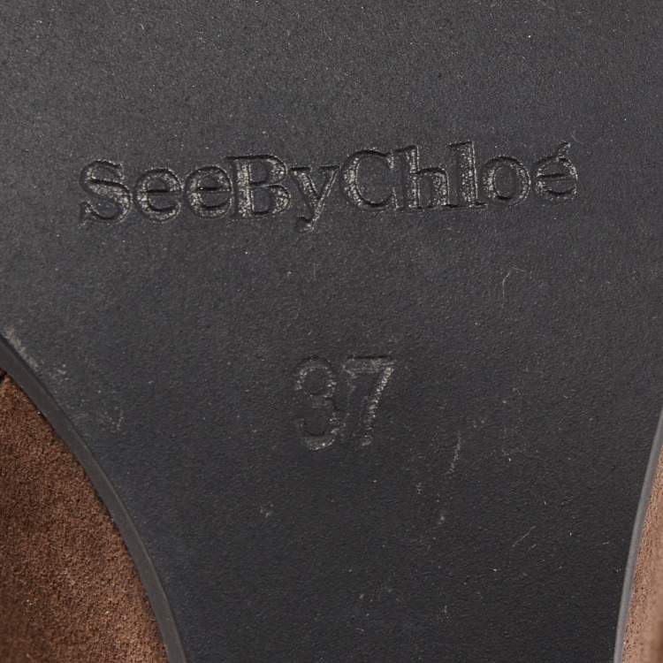 Pre Owned See by Chloé Brown Suede Wedge Sandals Size 37