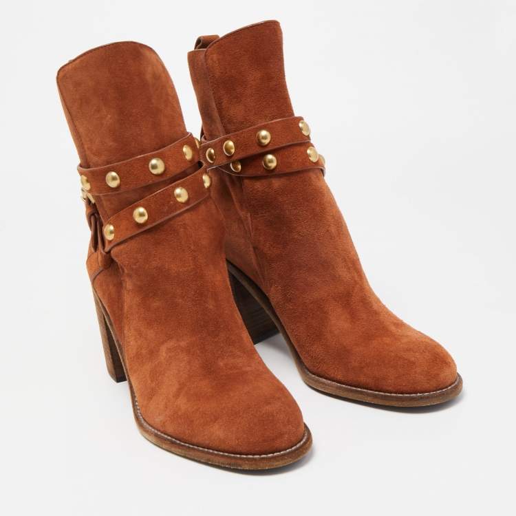 Pre Owned See by Chloe Suede Lyna Buckle Boots Size 40
