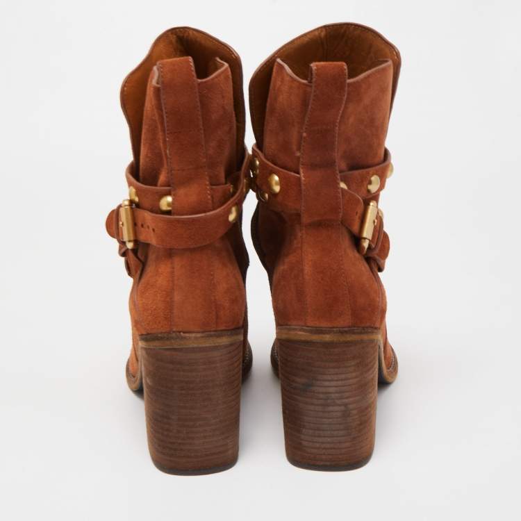 Pre Owned See by Chloe Suede Lyna Buckle Boots Size 40