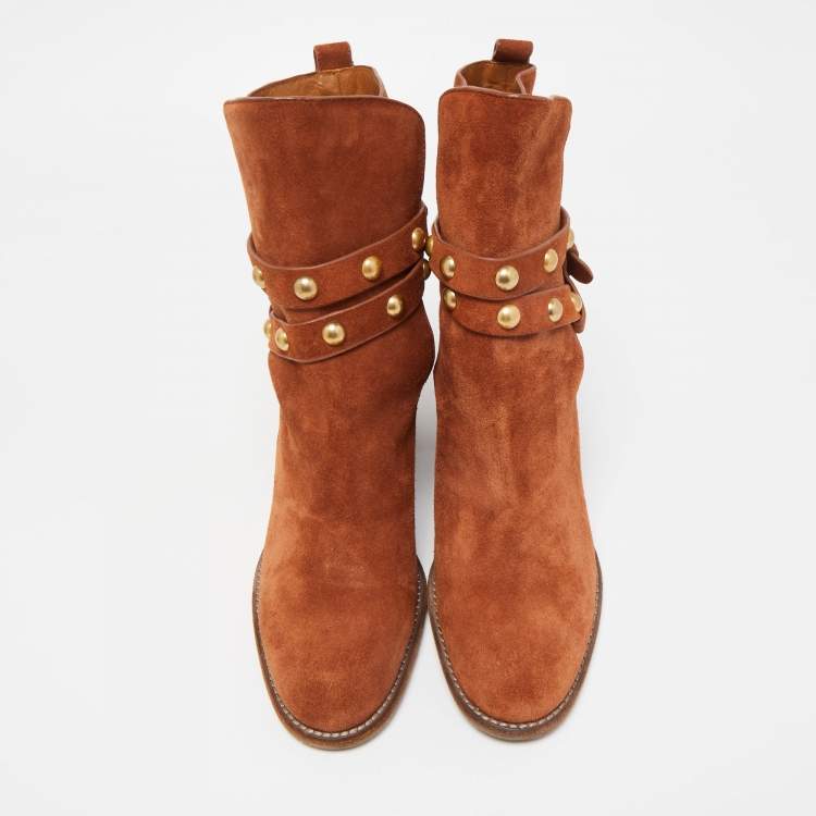 Pre Owned See by Chloe Suede Lyna Buckle Boots Size 40