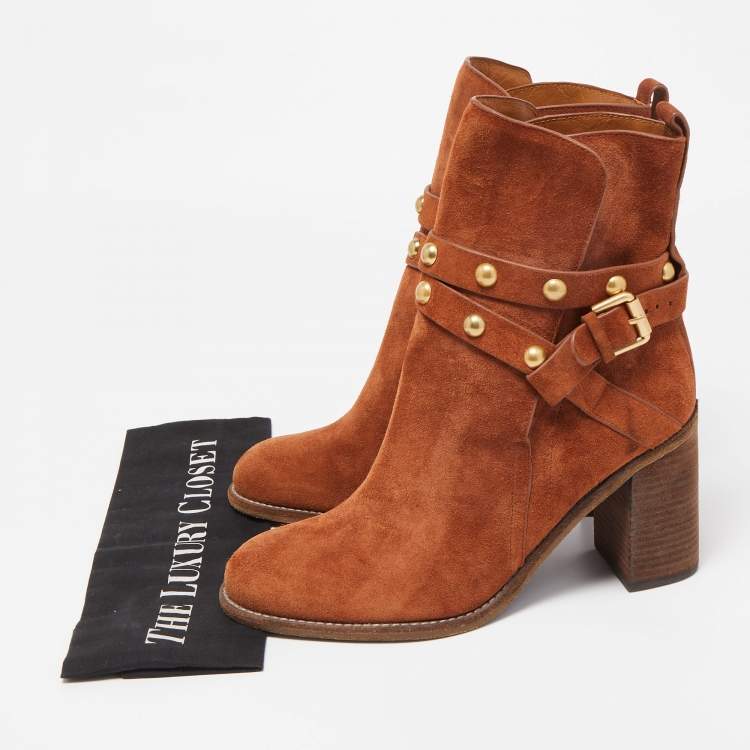 Pre Owned See by Chloe Suede Lyna Buckle Boots Size 40