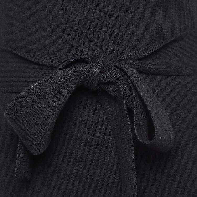Pre Owned See by Chloe Black Rib Stretch Knit Ruffled Midi Dress M
