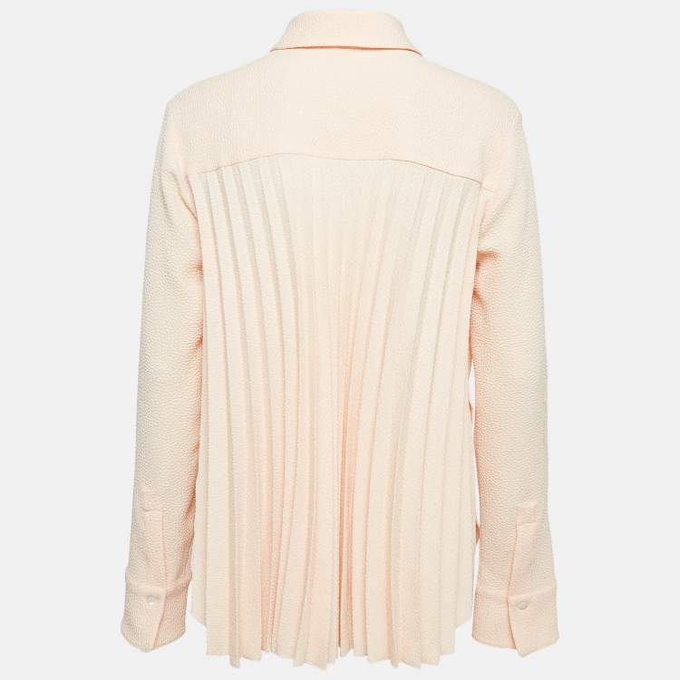 Pre Owned See by Chloe Pink Champagne Textured Crepe Pleated Shirt M