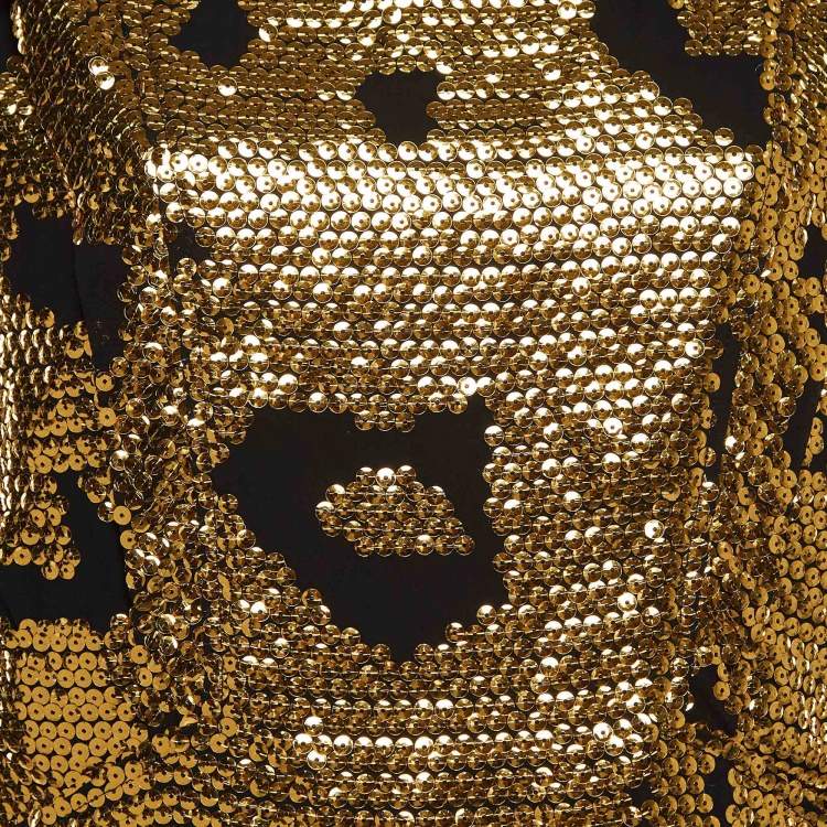 Pre Owned See by Chloé Gold Sequin Crepe Mini Dress S