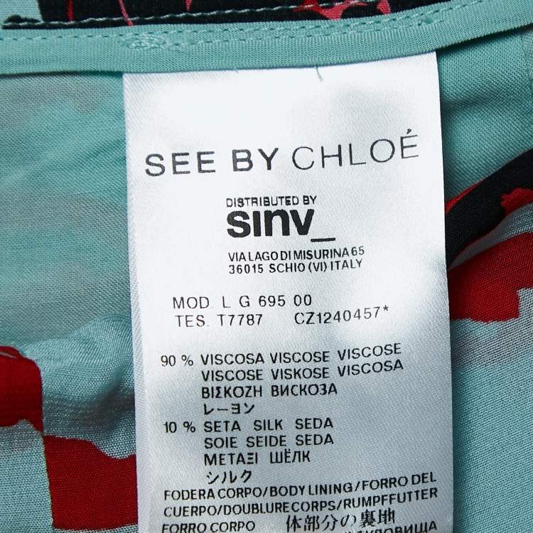 Pre Owned See by Chloe Blue Floral Print Crepe Pleated Shorts M