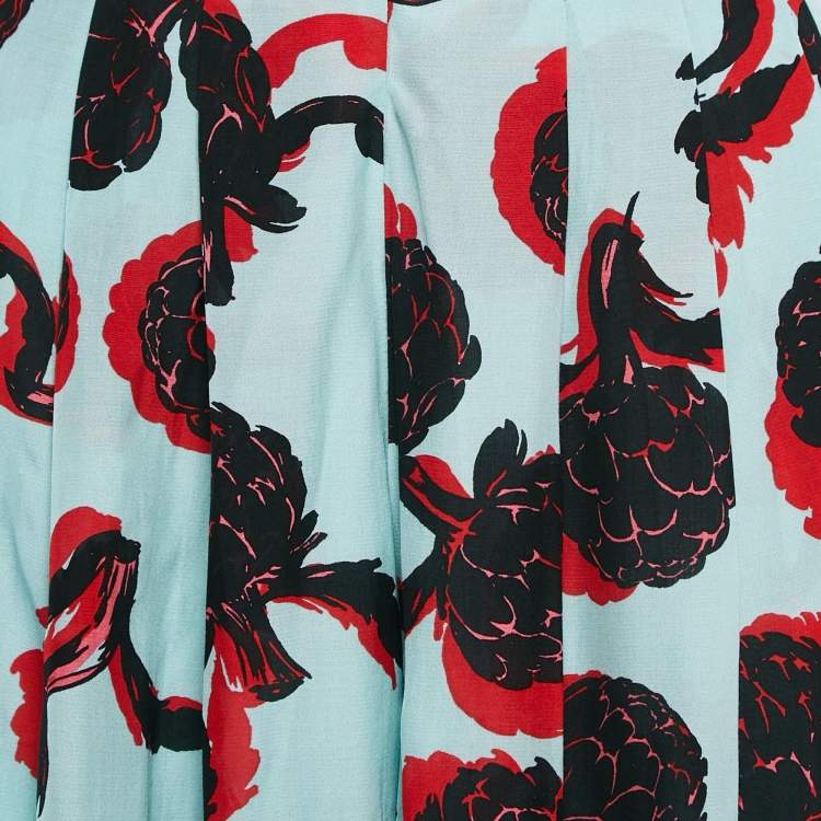 Pre Owned See by Chloe Blue Floral Print Crepe Pleated Shorts M
