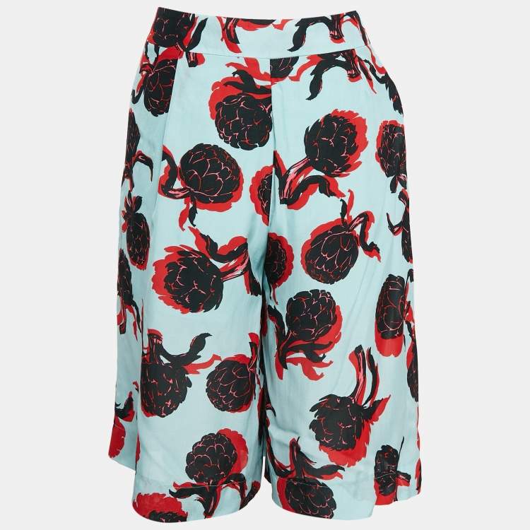 Pre Owned See by Chloe Blue Floral Print Crepe Pleated Shorts M
