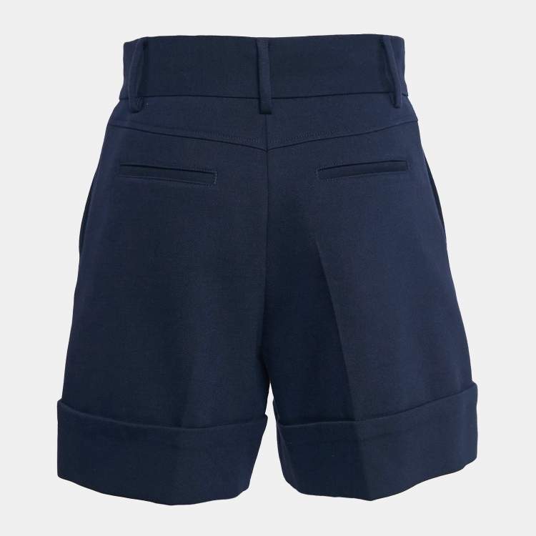 Pre Owned See by Chloe Navy Blue Gabardine Pleated Shorts M