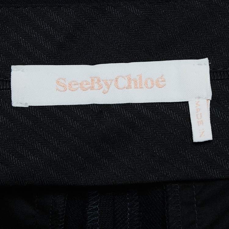 Pre Owned See by Chloe Navy Blue Gabardine Pleated Shorts M