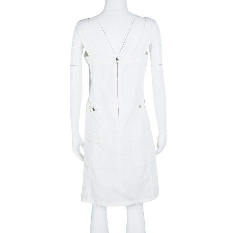 Pre Owned See By Chloe White Denim Sleeveless Pinafore Dress L