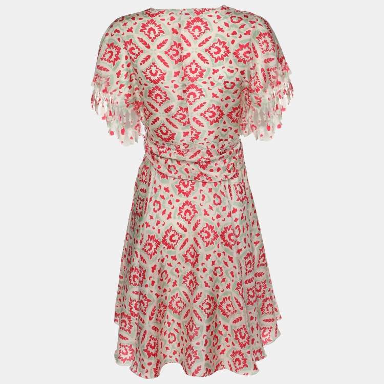 Pre Owned See by Chloe Multicolor Printed Silk Mini Belted Dress S