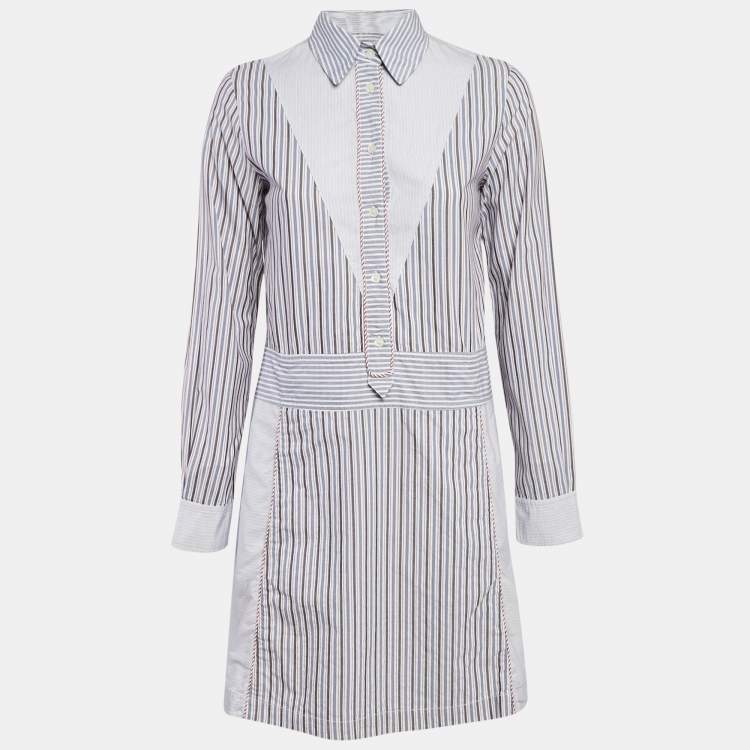 Pre Owned See by Chloe Blue Stripe Cotton Mini Dress S