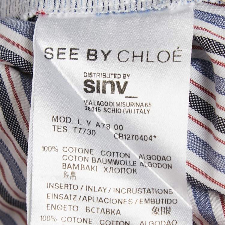 Pre Owned See by Chloe Blue Stripe Cotton Mini Dress S