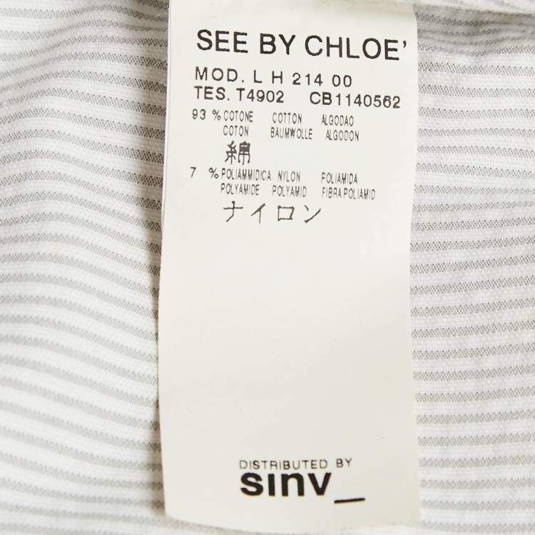 Pre Owned See by Chloe White Stripe Cotton Zip-Up Jacket M