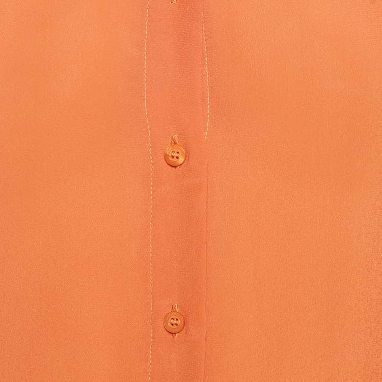 Pre Owned See by Chloe Orange Chiffon Gathered Peplum Shirt M