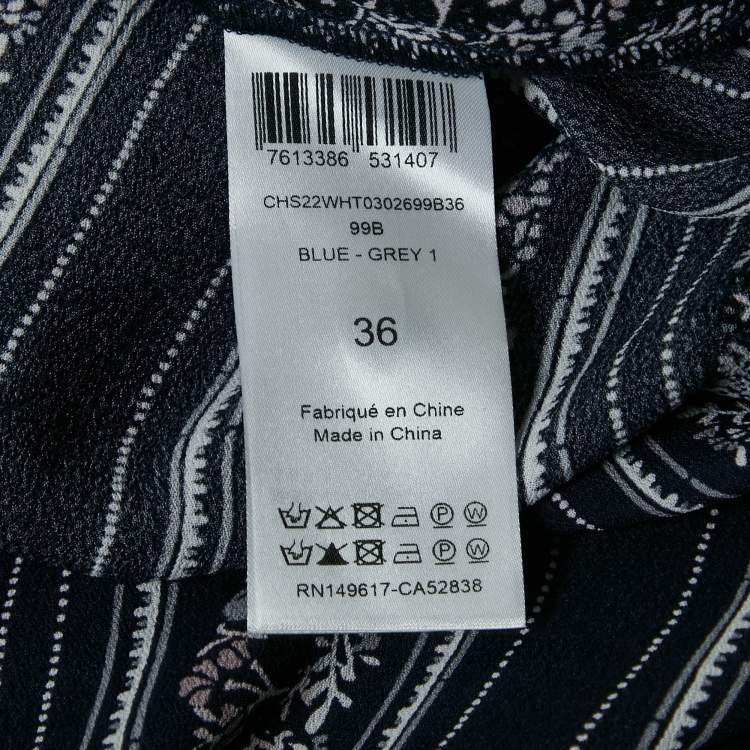 Pre Owned See by Chloe Blue Stripe Floral Print Crepe Button Front Shirt S