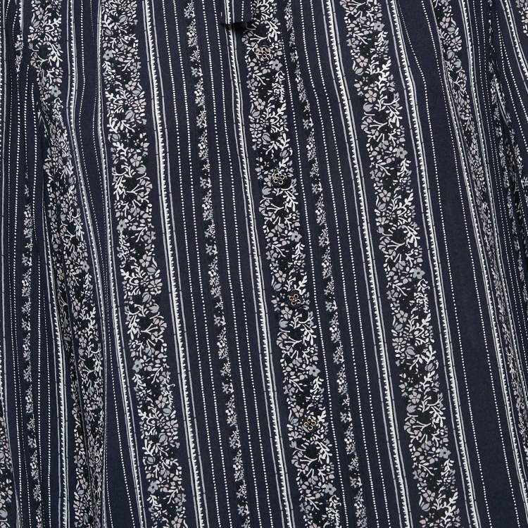 Pre Owned See by Chloe Blue Stripe Floral Print Crepe Button Front Shirt S