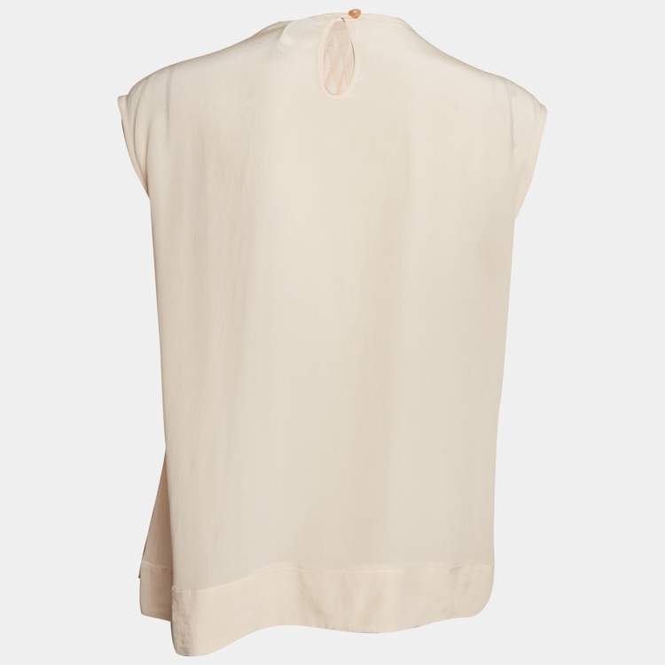 Pre Owned See by Chloé Pink Silk Smocked Detail Sleeveless Top L
