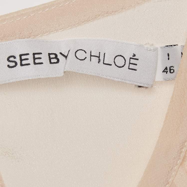 Pre Owned See by Chloé Pink Silk Smocked Detail Sleeveless Top L