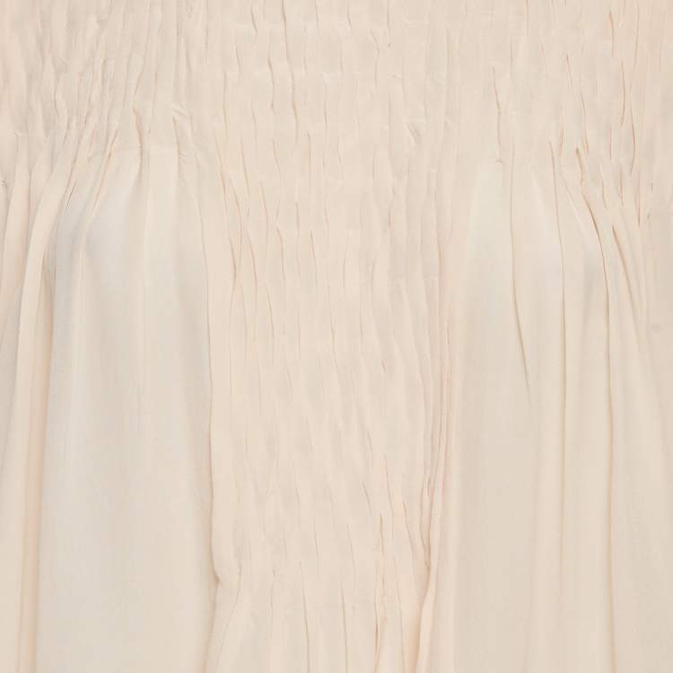 Pre Owned See by Chloé Pink Silk Smocked Detail Sleeveless Top L