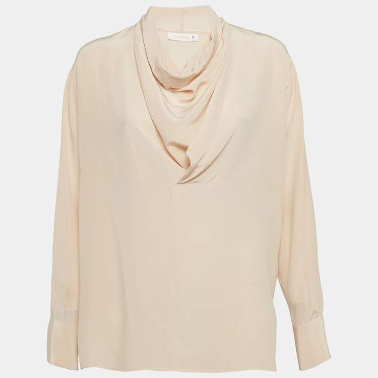Pre Owned See by Chloe Blush Pink Silk Cowl Neck Blouse S 