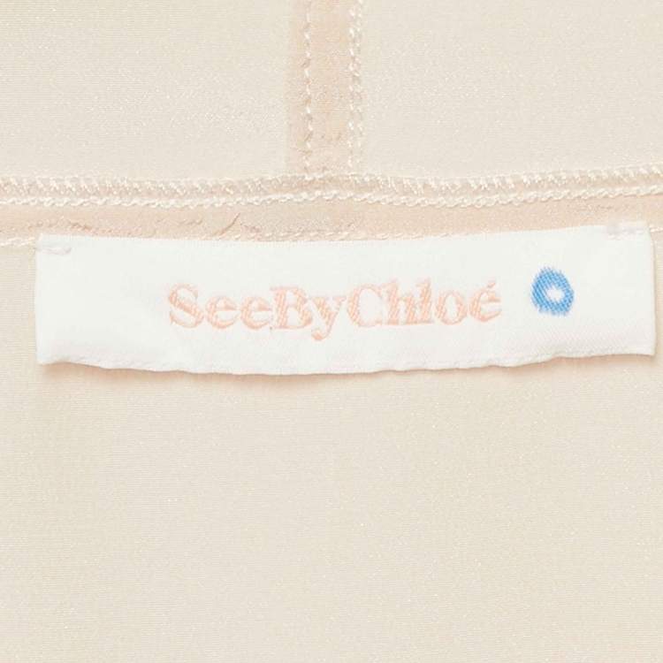 Pre Owned See by Chloe Blush Pink Silk Cowl Neck Blouse S 