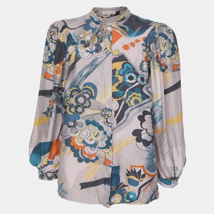 Pre Owned See by Chloe Multicolor Silk Blouse M