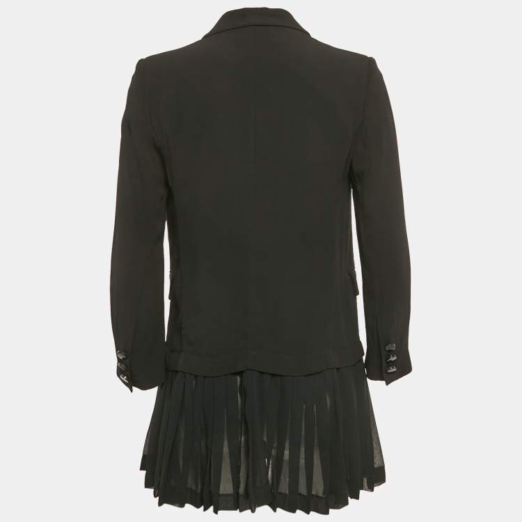 Pre Owned See by Chloe Black Crepe Detachable Pleated Ruffle Blazer M