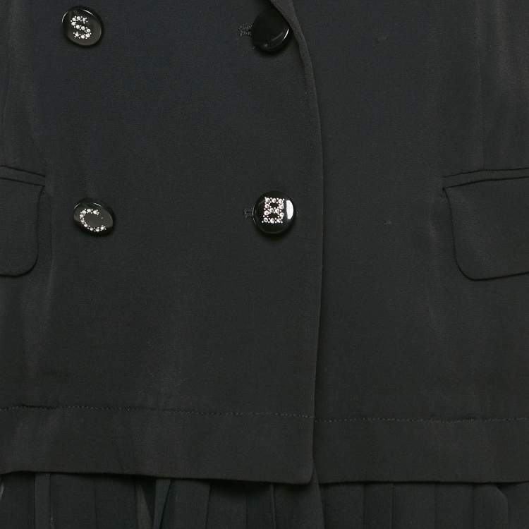 Pre Owned See by Chloe Black Crepe Detachable Pleated Ruffle Blazer M