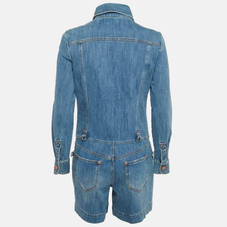 Pre Owned See by Chloe Blue Washed Denim Jumpsuit S