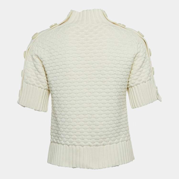 Pre Owned See by Chloe Cream Patterned Knit Turtleneck Sweater S