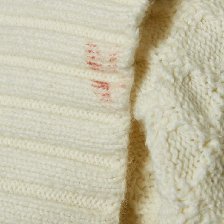 Pre Owned See by Chloe Cream Patterned Knit Turtleneck Sweater S