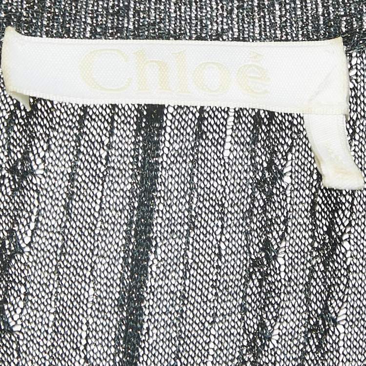 Pre Owned Chloe Dark Green Lurex Knit High-Low Midi Dress S