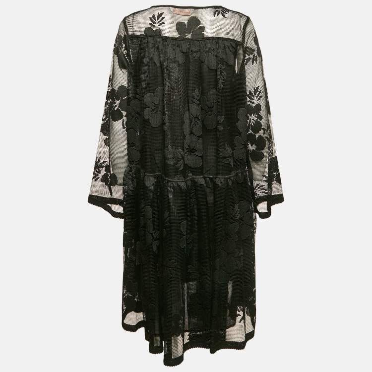 Pre Owned See by Chloé Black Embroidered Mesh Short Dress L